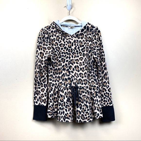 Kate Spade leopard terry hoodie peplum small - Picture 2 of 8